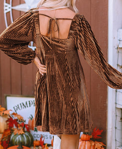 Tie back velvet dress