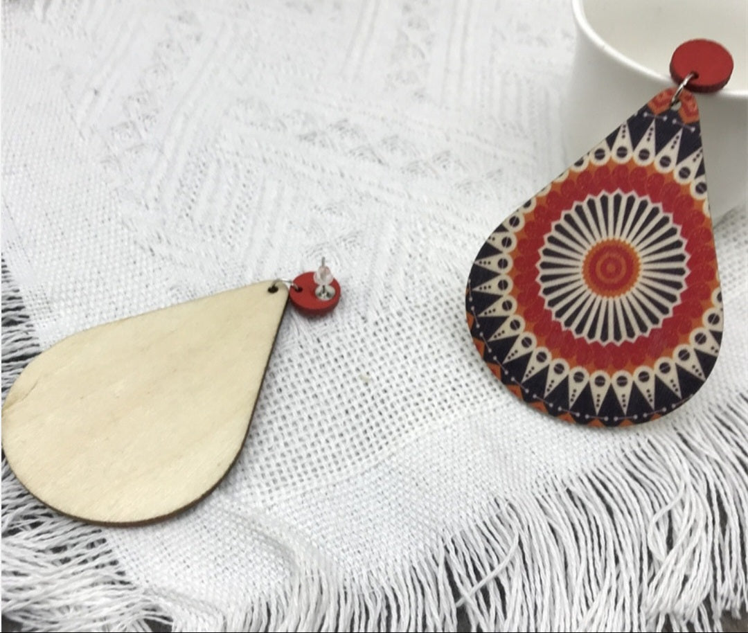 Drop wooden earrings