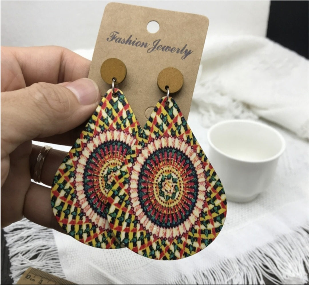 Drop wooden earrings