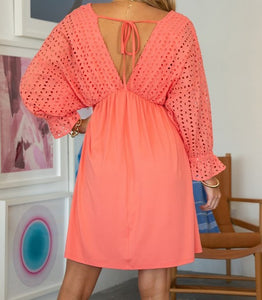 Eyelet contrast dress