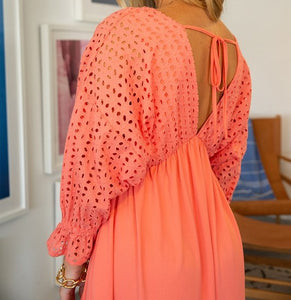 Eyelet contrast dress