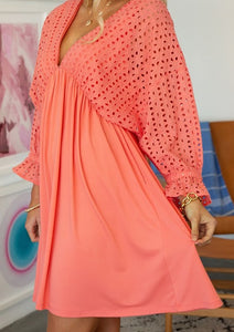Eyelet contrast dress