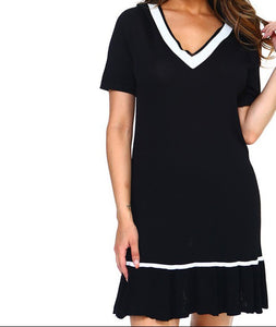 V Neck Black Dress