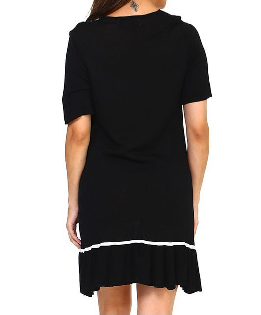 V Neck Black Dress