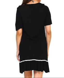 V Neck Black Dress