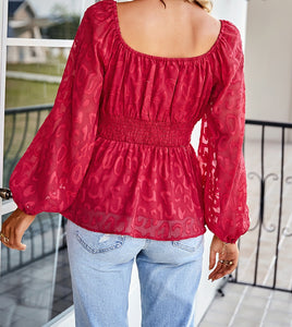Ruffled long sleeve top