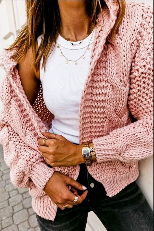 Open Front Cable Knit Sweater